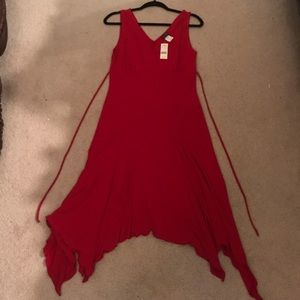 A red midi evening dress